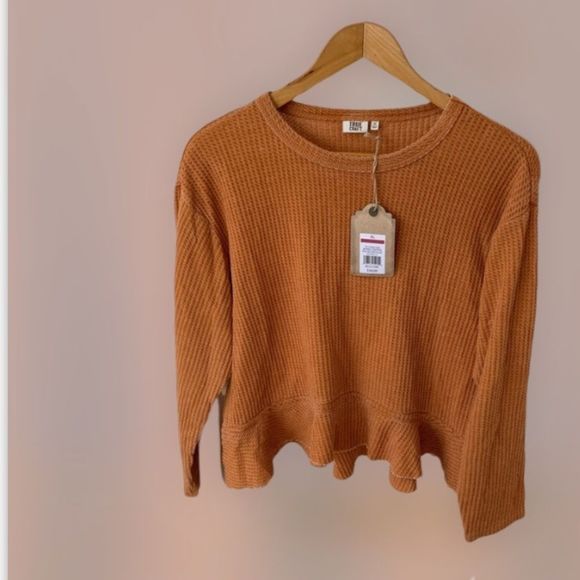 NWT - TRUE CRAFT || Orange Waffle Knit Top - Picture 6 of 6